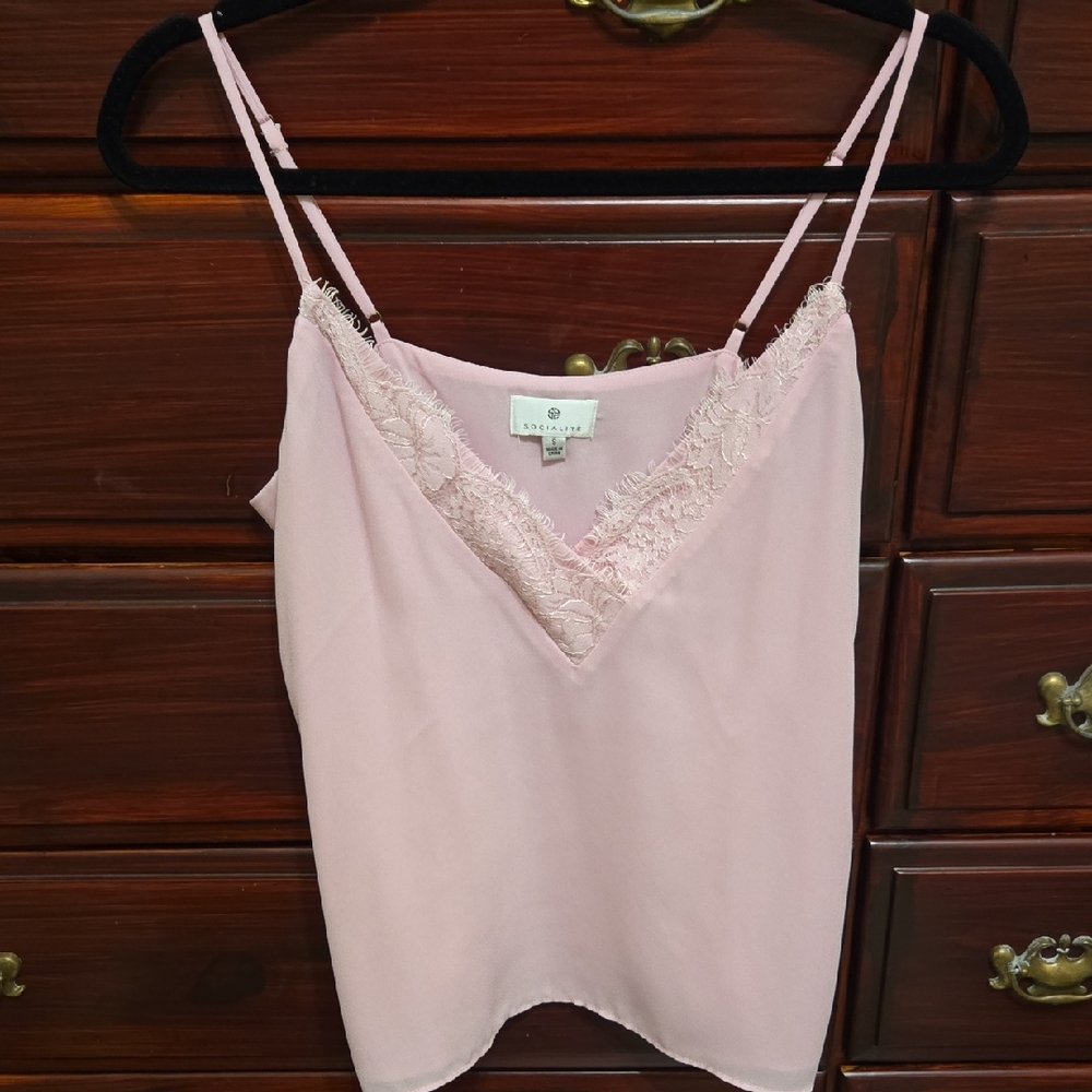 Socialite Blush Pink Lace Camisole Top Size S